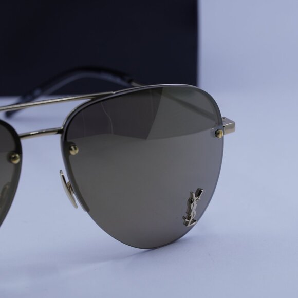 Saint Laurent CLASSIC 11 M 004 Aviator Sunglasses - Gold/Brown Mirror - Picture 2 of 12